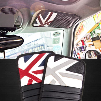 

UK Flag Pattern Leather PU CD Storage Cover Bag Arrange Disc Sun Visor Dashboard For All MINI Cooper Decoration Car Styling