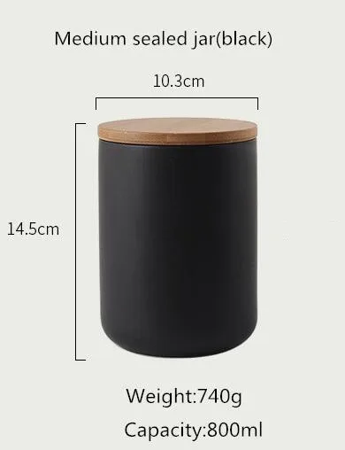 M sealed jar-black 260 мл/800 мл/1000 мл герметичный керамический контейнер для хранения с бамбуковой крышкой контейнер для специй кухонная бутылка для еды кофе чай Caddy - Цвет: M sealed jar-black