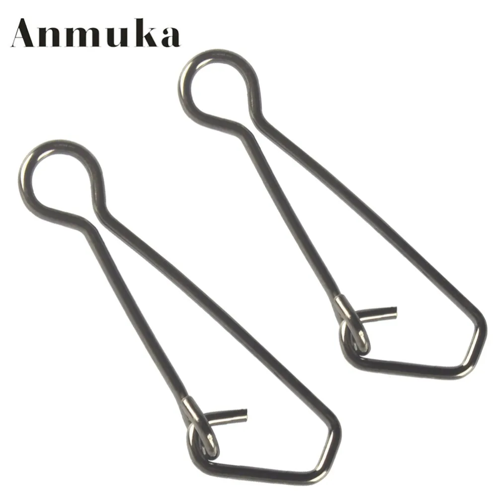 Anmuka 50Pcs/Lot Stainless Steel Fishing Swivels Hooked Snaps Size0 6