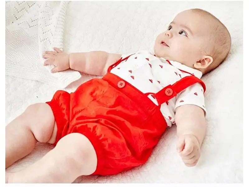 0-24M-Baby-Rompers-Infant-Jumpsuit-Toddler-Cotton-Short-Sleeve-Bib-Pant-Kid-Gentleman-Casual-Suit