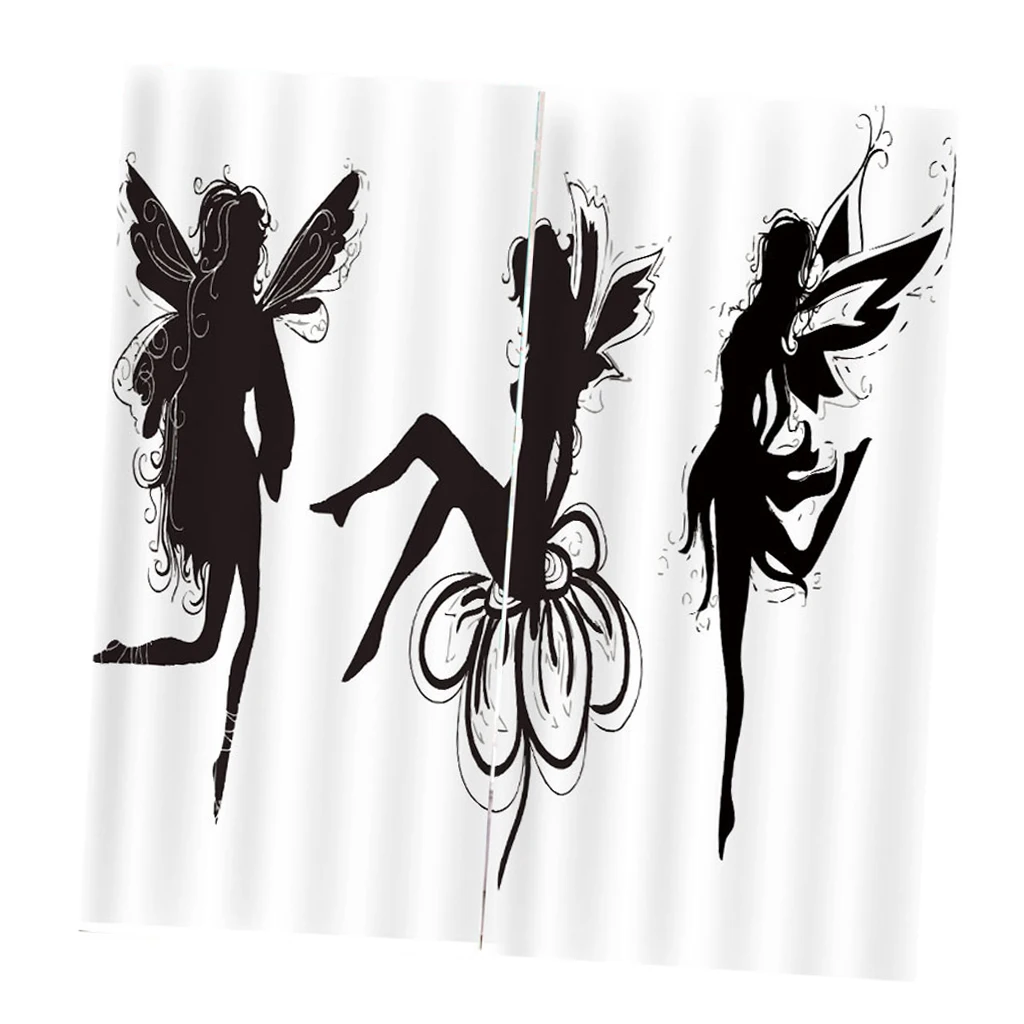 2 панели 3D печать оконная занавеска Животные Печать затемняющие занавески s Затемняющая драпировка с крючками для занавесок и кольцами - Цвет: Butterfly Fairy