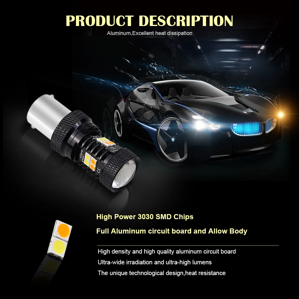 2 шт. 1156 BA15S P21W светодиодный сигнальная лампа 1157 BAY15D DRL резервный фонарь стоп