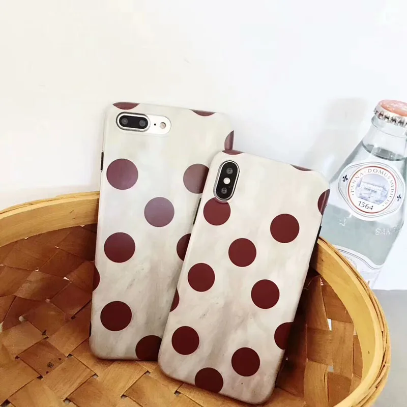 

Vintage Polka Dots Case for iPhone X XS Max Xr Glossy Soft Silicon Cover Funda for iPhone 7 8 6 6S Plus Capa Hoesjes for Girl