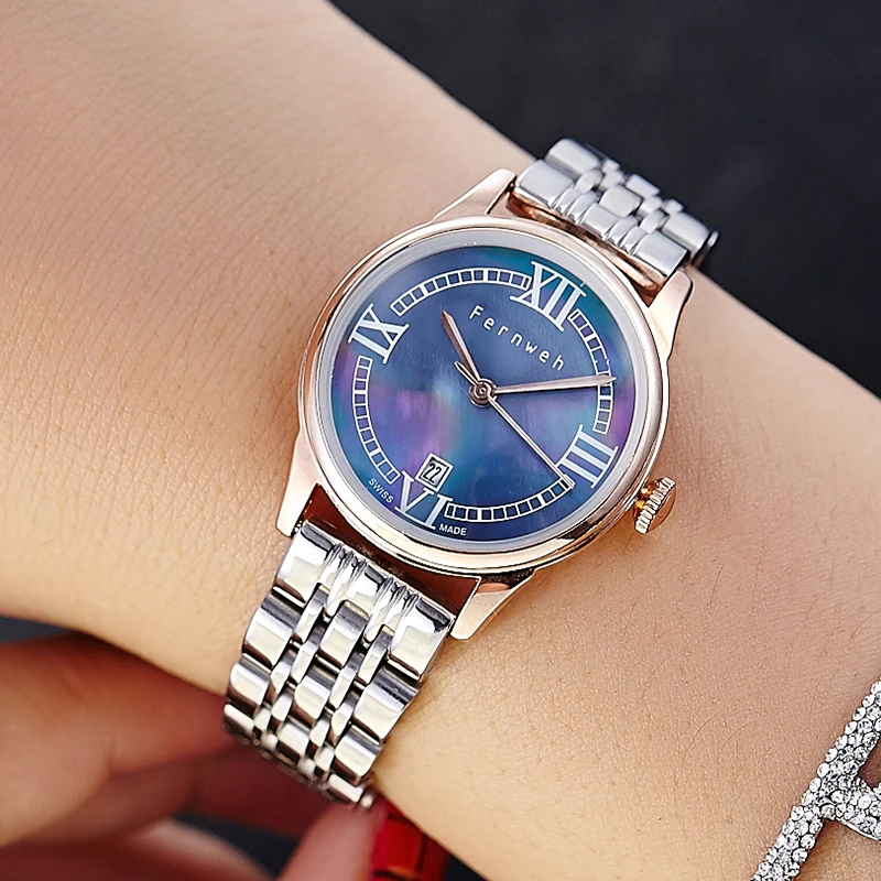 

Women Watches Luxury Pearl shell dial Women's Quartz Watch 3AT Waterproof Watch Stainless Steel Shell Watches Relogio Feminino