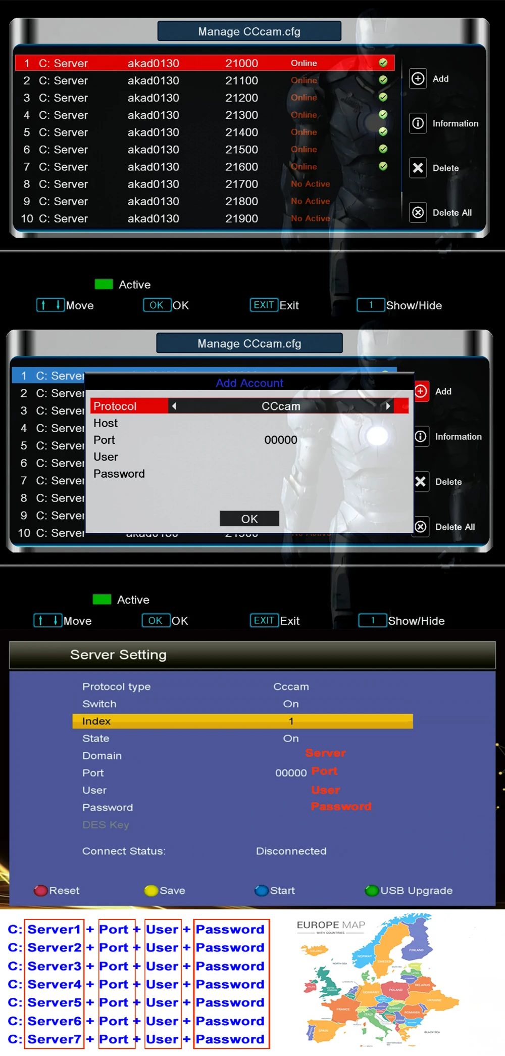 Европа 7 8 9 10 Full HD линии 1 год Cccam cline для Европы 7 10 IP ТВ линии использовать для спутникового ТВ ресивера DVB-S2 сервер hd