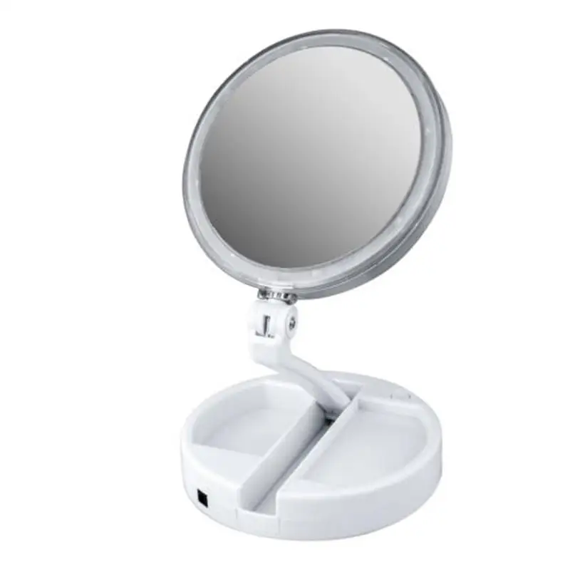 

RUIMIO 10x Magnifying Lighted Makeup Mirror Double-sided Table Top Mirror LED Light Spot Mirror Power Supply Countertop Mirror