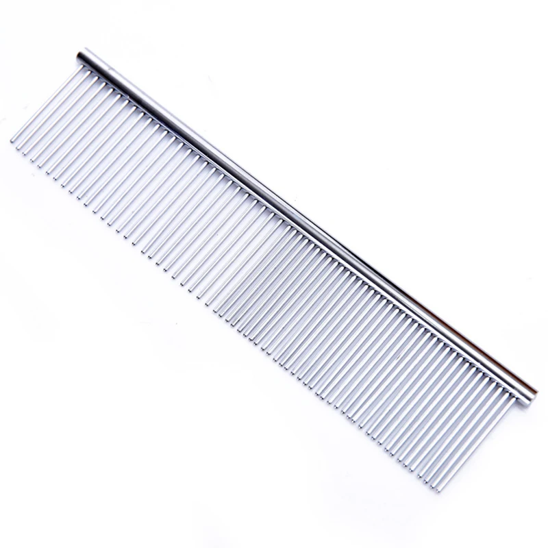 1pcs Dog Comb Long Thick Hair Fur Removal Brush Stainless Steel Lightweight Pets Dog Cat Grooming Combs For Shaggy Dogs Barber