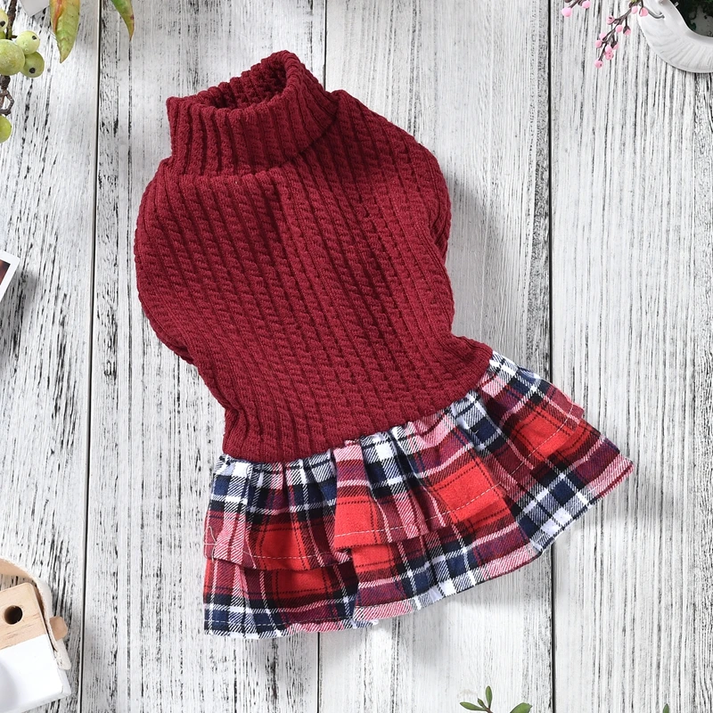 

Autumn Winter Dog Skirt Pet Product Bichon Yorkshire Terrier Red Blue Wholesale Cat Appparel School Fashion Coat Accessories