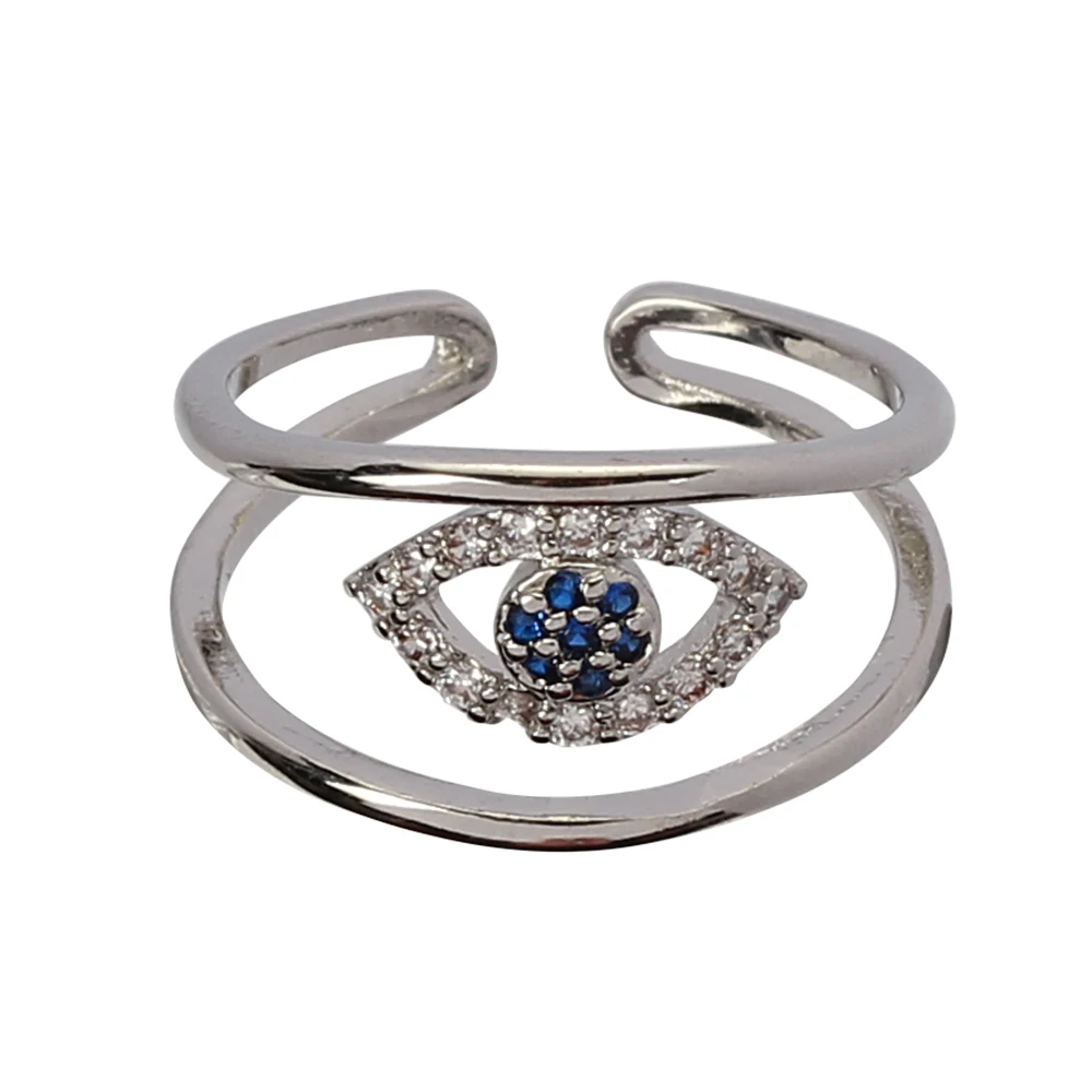 Lucky Eye Bridal Ring Evil Eye Women Rings Shiny Cubic Zircon Pave Setting Female Party Jewelry Adjustable EY5040