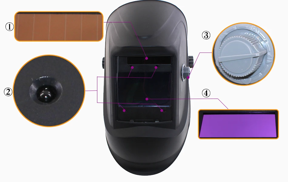 Большой вид Eara 4 дуговой датчик DIN5-DIN13 Солнечная Авто Затемнение TIG MIG MMA шлифовальная Сварочная маска/шлем/сварочная крышка/сварочные очки