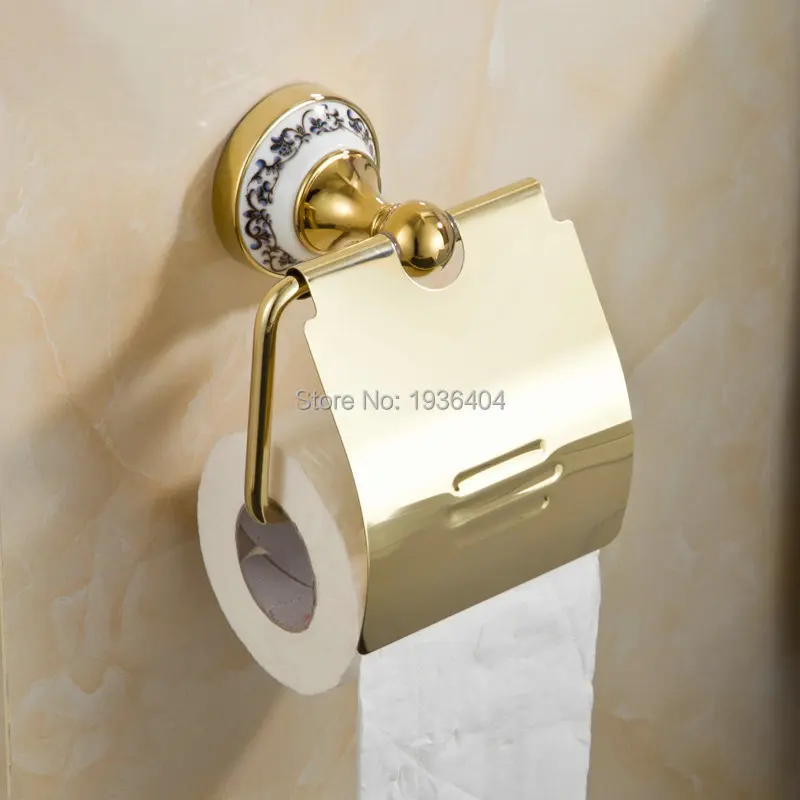 

Euro Style Golden Finished Bathroom Accessory Toilet Paper Holder Waterproof Stainless Steel High Quality Paper Dispenser PH210