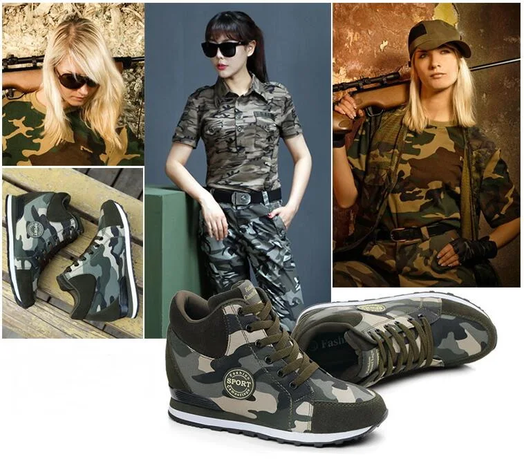 Tleni/женские кроссовки; кожаная парусиновая обувь, увеличивающая рост; зимние камуфляжные армейские ботильоны; высокие кроссовки; ZX-207