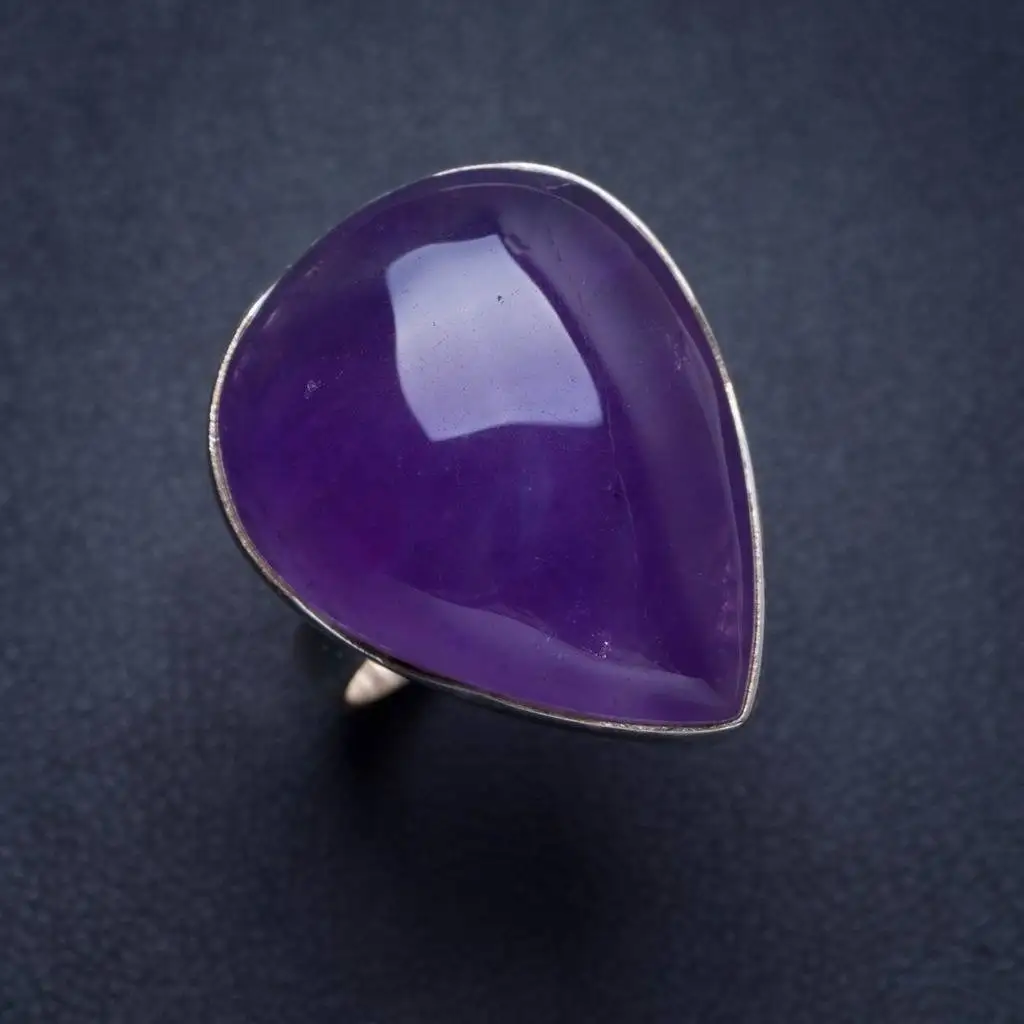 

Natural Amethyst Handmade Unique 925 Sterling Silver Ring 8 Y4369