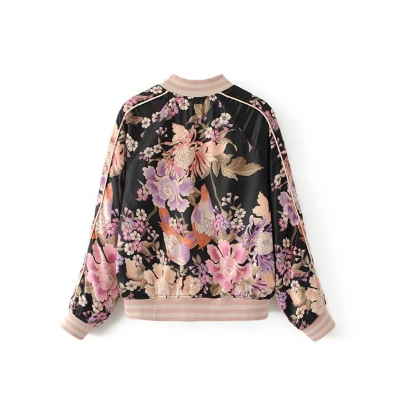Goedkoop Boho Vintage Bloemenprint Bomberjack Jas Vrouwen 2020 Mode O Hals Streetwear Bovenkleding Casual Casaco Femme