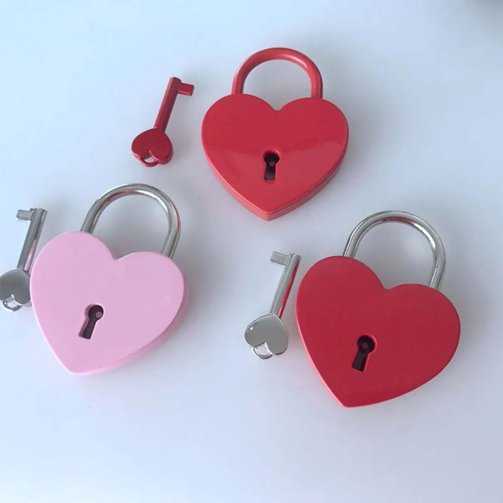 

1pcs Heart Shape Vintage Style Mini Padlocks Key Lock with key for Jewelry Box Diary Book Home Wedding Decor Gift