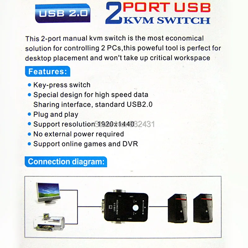 KVM 2 Ports with cable 5