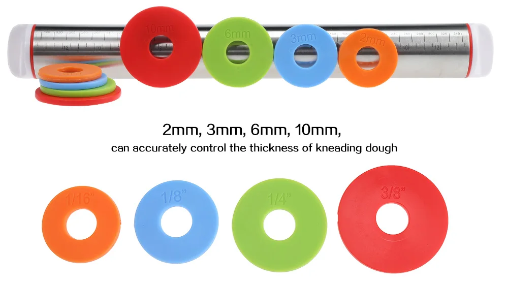 Adjustable Baking Stick Stainless Steel Rolling Pin