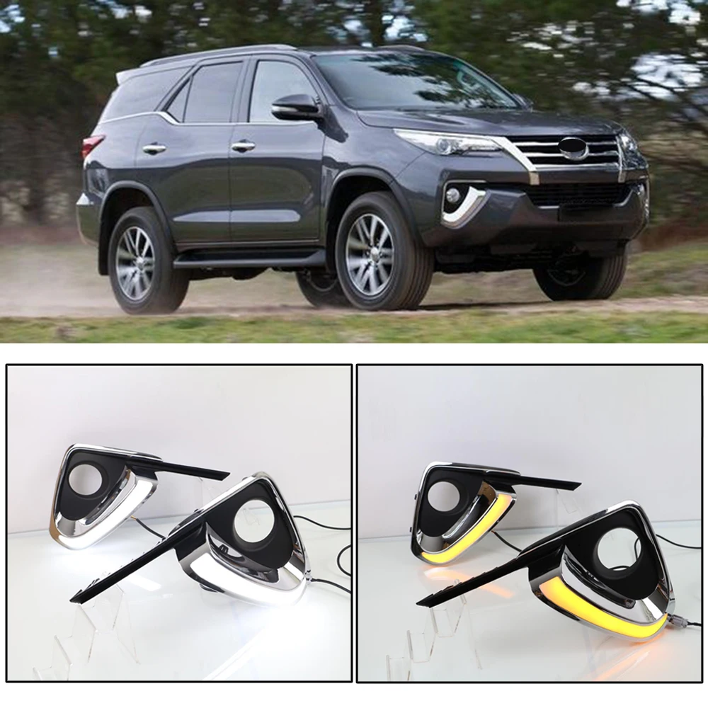 CAPQX для Fortuner 2015-2018 мигающий светодиодный DRL светильник дневного противотуманной