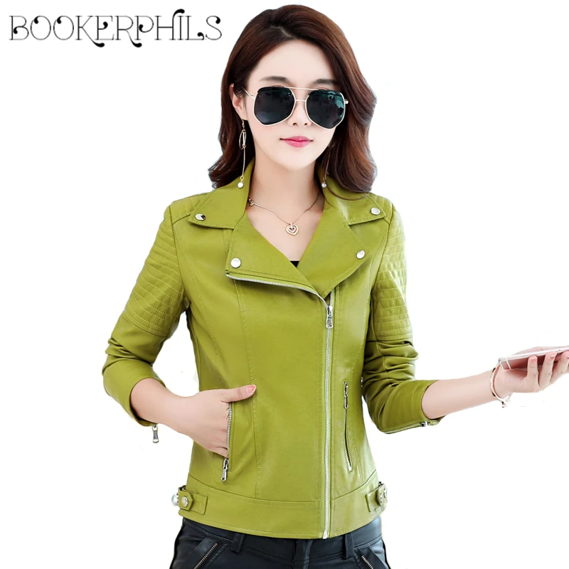 

2019 Spring Autumn Faux Leather Jacket Women Motorcycle Short Coat Female Zippers Casual Outwear Plus Size moto basic jacket 4XL