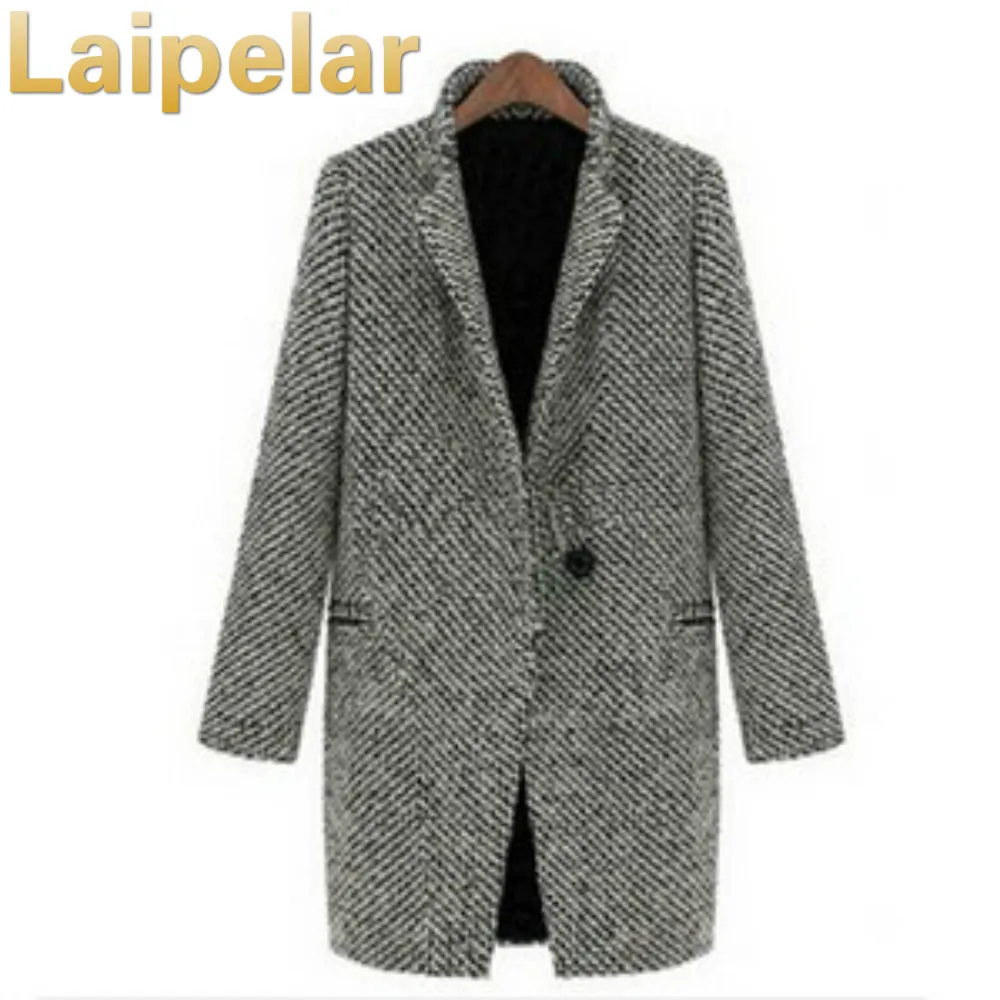 Новинка, модное шерстяное женское базовое пальто средней длины, женская зимняя куртка, Женская шерстяная верхняя одежда, Casaco Feminino, Laipelar пальто - Цвет: Серый