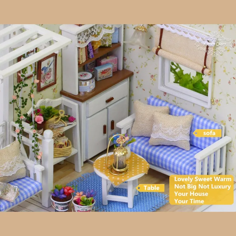 JIMITU cuterom 1/24 кукольный домик Миниатюрный DIY набор с светодиодный светильник крышка