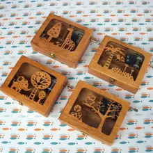 DIY Mini Music Box Wooden Exquisite Animal Mechanical Hand Crank Craft Music Boxes Movement