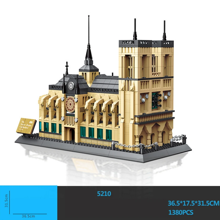 

2018 World Famous Architecture France Cathedral Notre-Dame De Paris Building Block Model legoing Bricks Educational Collection