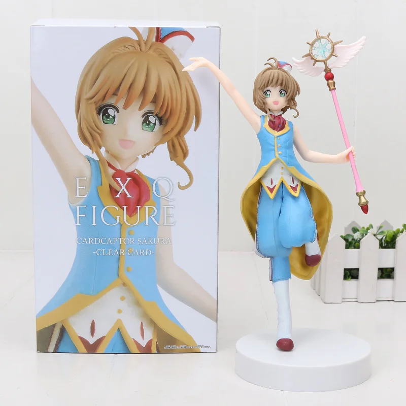 Cardcaptor Sakura Figure Clear Card Kinomoto Sakura с волшебной палочкой Cardcaptor ПВХ Фигурки игрушки Brinquedos 16 см - Цвет: blue in box