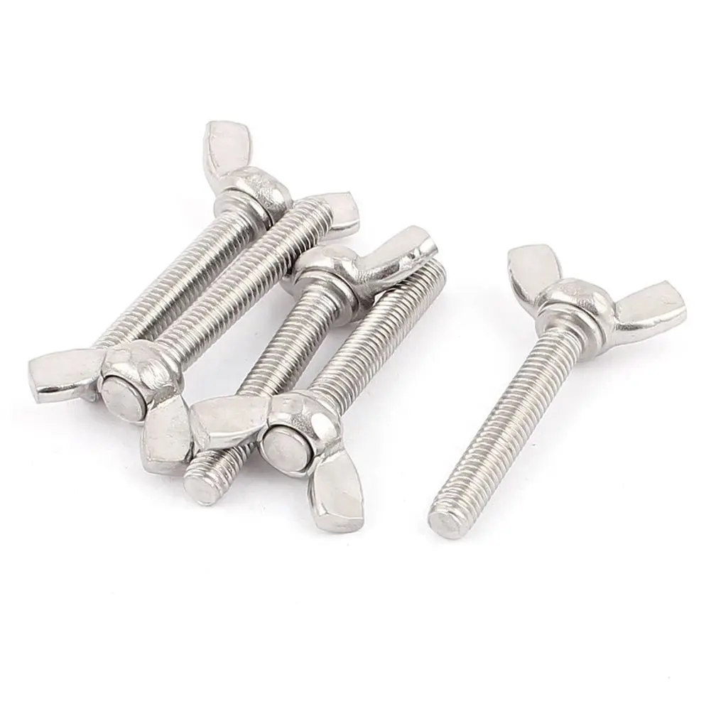 M6 Thread 304 Stainless Steel Bolt Wing Screws Replacement Parts 5pcs