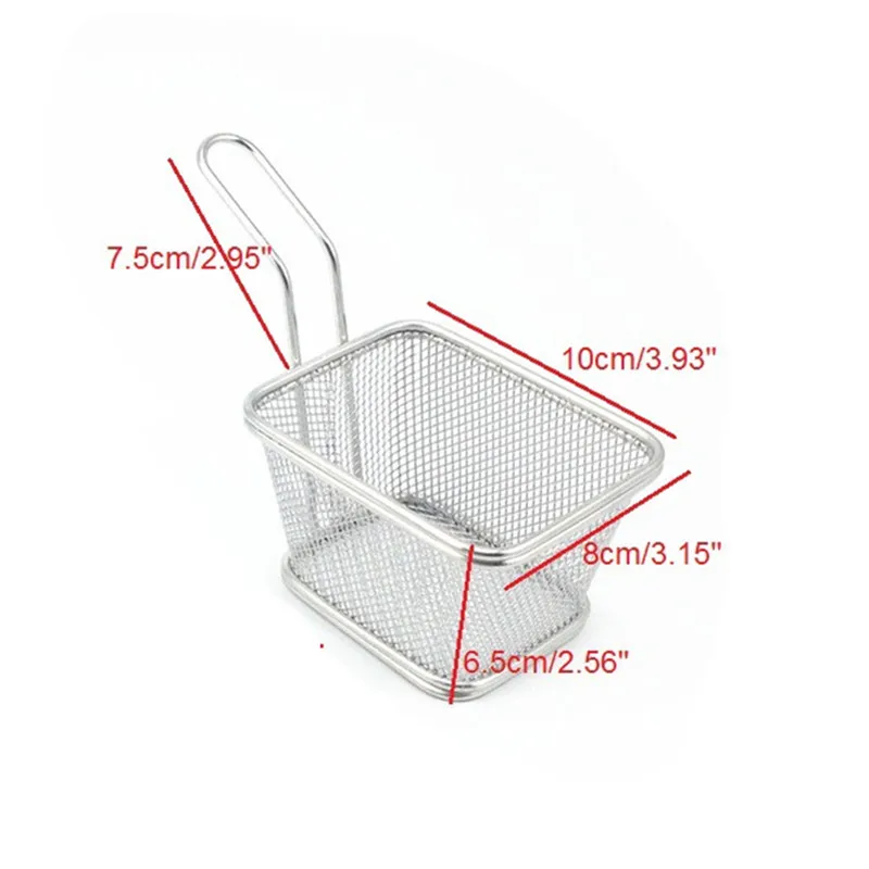 Novelty Kitchen Cooking Tools Stainless Steel Fryer Serving Food Presentation Basket French Fries Rack
