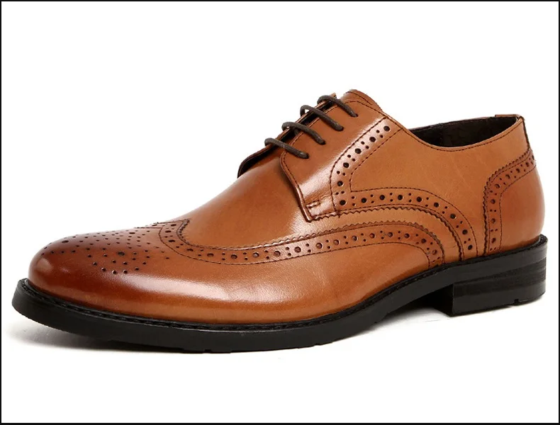 Британский дизайнер бренда человек платформа Представительская обувь Винтаж Пояса из натуральной кожи перфорацией Обувь шнурованная для