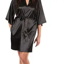 Женский халат, шелковый атлас, однотонное кимоно, халат, модный банный ночной халат, сексуальный халат, большой размер, женский халат для подружки невесты