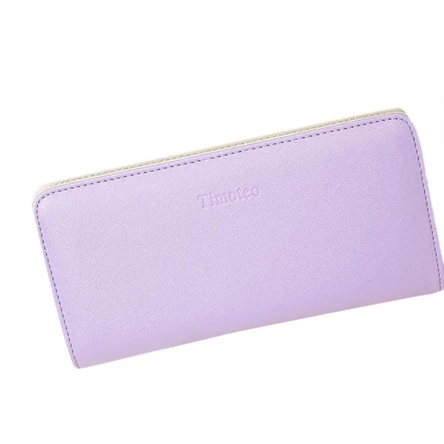 Женский однотонный кошелек, Дамский Длинный кошелек, клатч, кошелек, кредитная карта, ID держатель, чехол, сумка для денег,, Прямая поставка# Y - Цвет: Purple