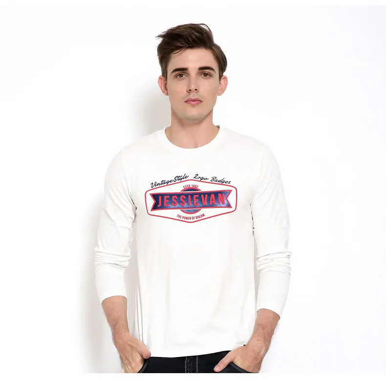 4Colors Mens T shirts long sleeve Print Muls Brand Top Quality T-Shirts Male Auumn Spring Plus size 4XL 3XL Tshirts for Man 2017-06
