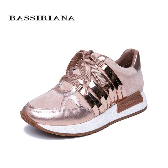 BASSIRIANA/2019 новые кожаные туфли на плоской подошве, женская обувь, повседневная обувь для женщин, розовый, серебряный, синий цвет, размеры 35-40, бесплатная доставка