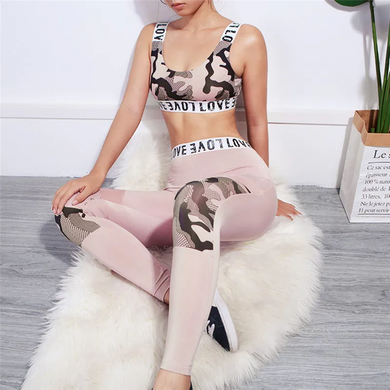 JINXIUSHIRT Women Printing Yoga Set Outdoor Fitness Clothing Tight Gym Slim Running Sports Bra +Pants Set Women Sport Suit 