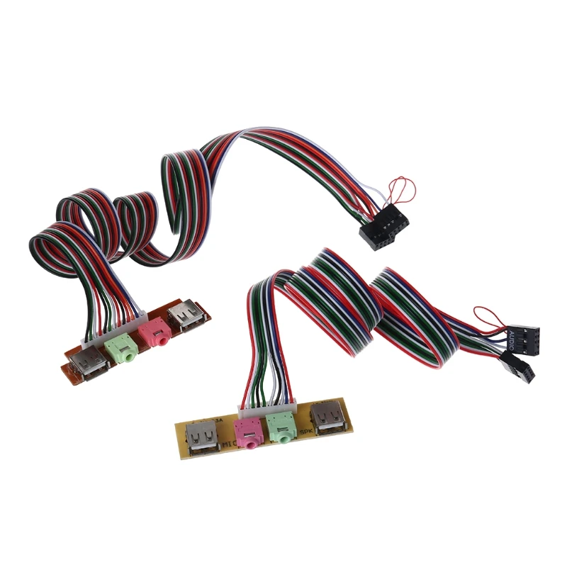 New Adapter cable 2 Port USB 2.0 Computer Case Front Panel Audio Jacks