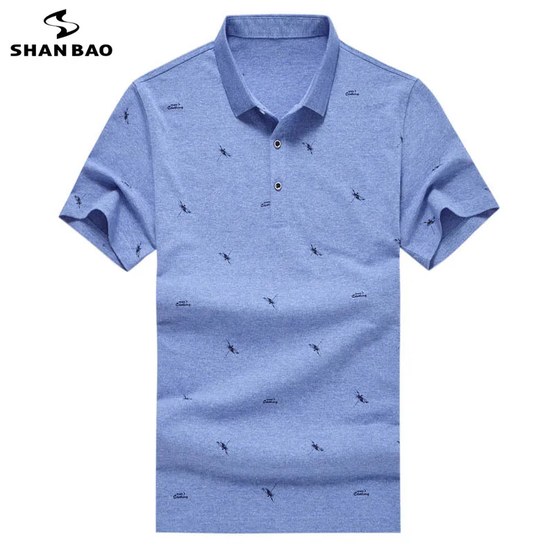 

SHANBAO brand geometric printing business gentleman casual lapel Polo shirt 2019 summer new men's fashion short-sleeved Polo