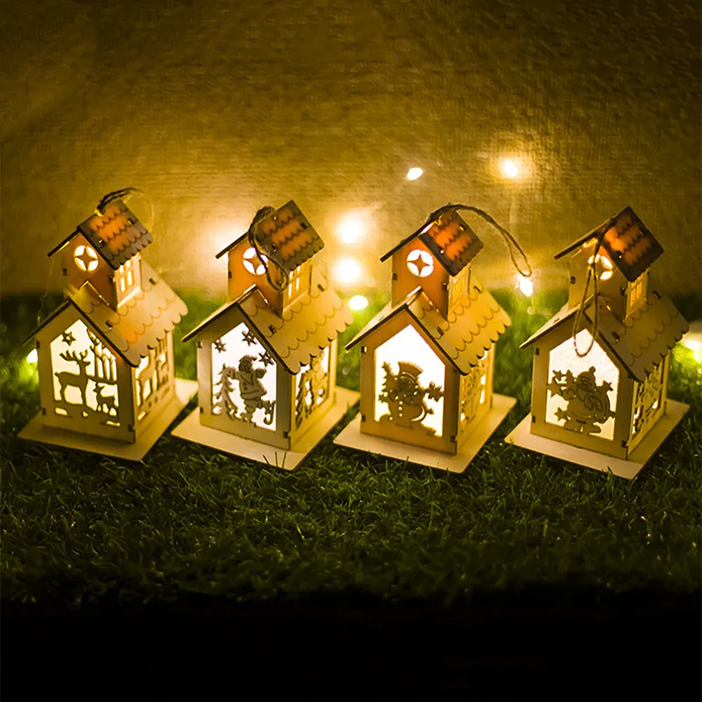 

2019 New Christmas Ornaments LED Light Chalet Hotel Bar Xmas Tree Christmas Decorations For Home
