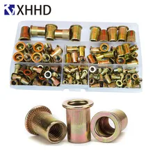 Flat Head Rivet Nut Metric Thread Nutsert Riveting Insert Nut Set Assortment Kit Carbon steel Zinc Plated M3 M4 M5 M6 M8 M10 M12 metric thread m3 m4 m5 m6 m8 m10 m12 304 stainless steel blind insert rivet nut rivnut brand new