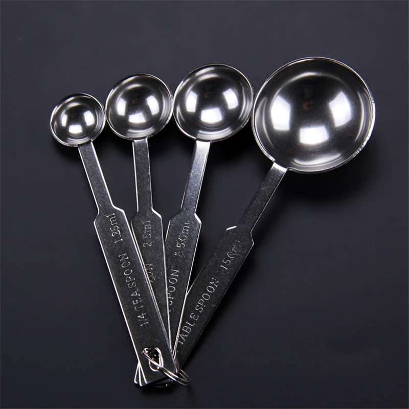 

4Pcs/lot Creative Stainless Steel Measuring Spoon Tea Coffee Measure Scoops Table Spoon Baking Tool (4 Sizes)