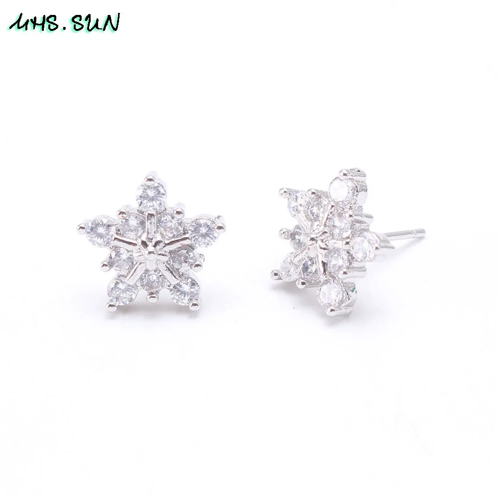 MHS.SUN New 925 Sterling Silver Earrings Fashion Star Zircon Women Stud