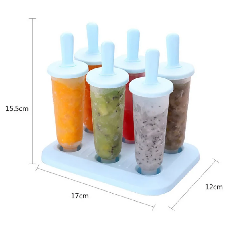 6 Freezer Ice Pop Maker Mold Popsicle Dessert Ice Cream Frozen Pops Cake Treats Kitchen tools