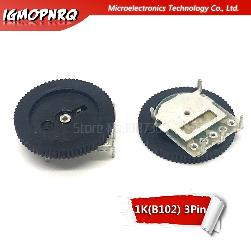 5pcs Double Gear Tuning Potentiometer B102 1k 3pin 16*2mm Dial