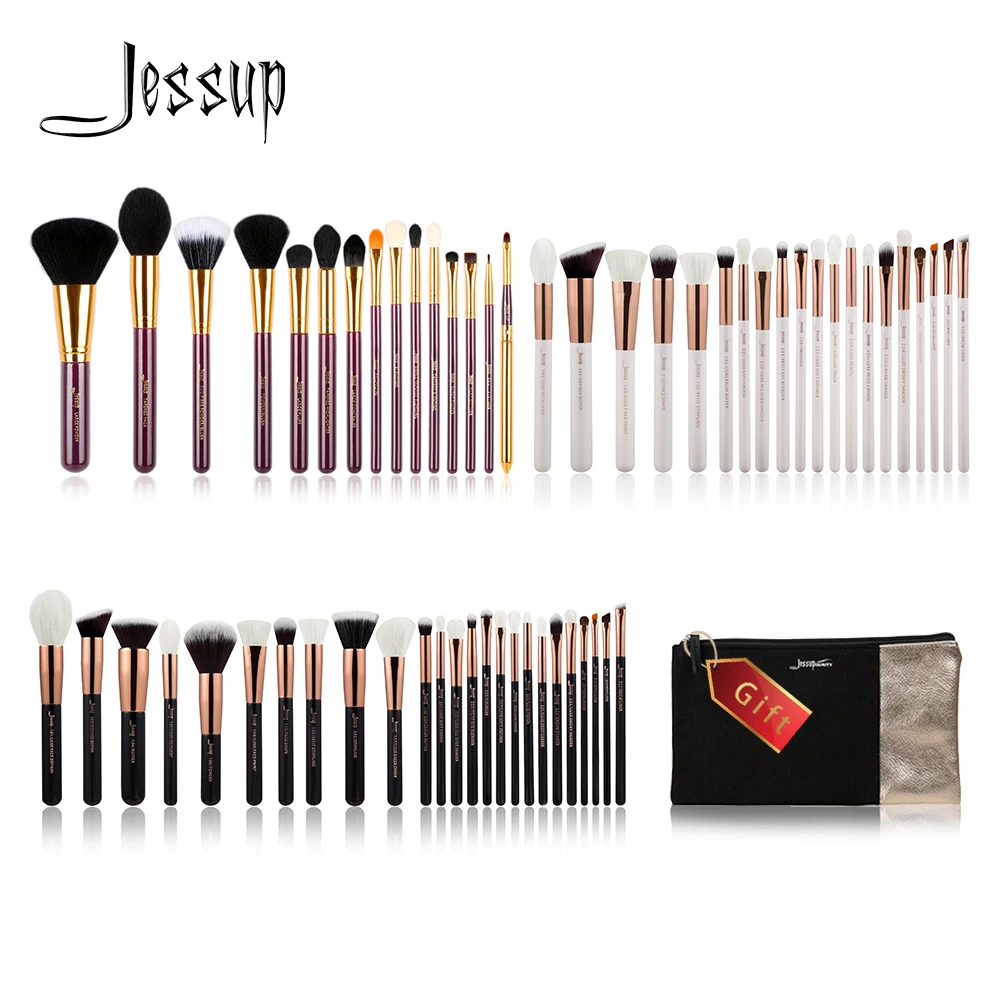 

Jessup Buy 3 get 1 gift Makeup Brushes set Foundation Powder Make up Brush Tools Eyeshadow Eyeliner Lip Cosmetics Bag Travel