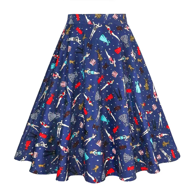 Летняя Осенняя юбка Новая европейская американская женская модная юбка с высокой талией плиссированная юбка миди юбка женская одежда - Цвет: 7079-13