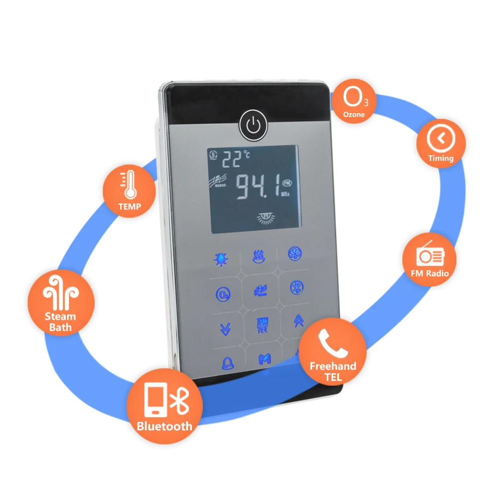 4.5KW Bluetooth Steam Bath Sauna Generator With Shower Spa Accessories Brass Safety Valve Auto Drain Steamer FM radio Controller 4