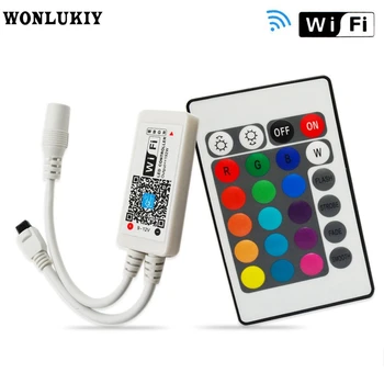 

DC5V-24V Wireless WIFI LED RGB / RGBW Controller With 24 Keys IR Remote Control IOS/Android for LED Strip RGB RGBW