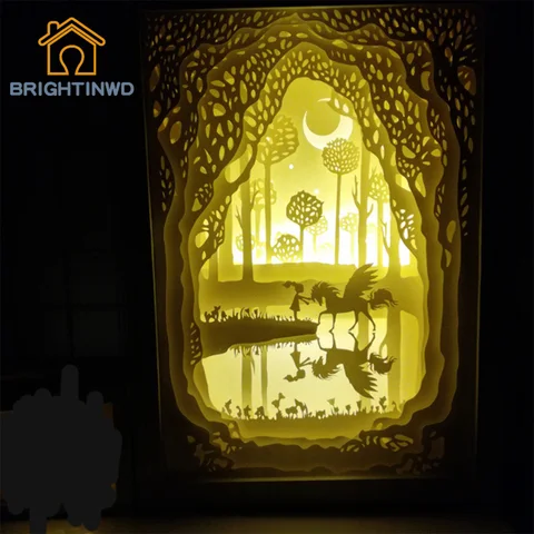 Conduziu a Luz e a Lâmpada de Papel da Sombra Encontram a Luz da Noite da Inocência Brightinwd Presentes Personalizados