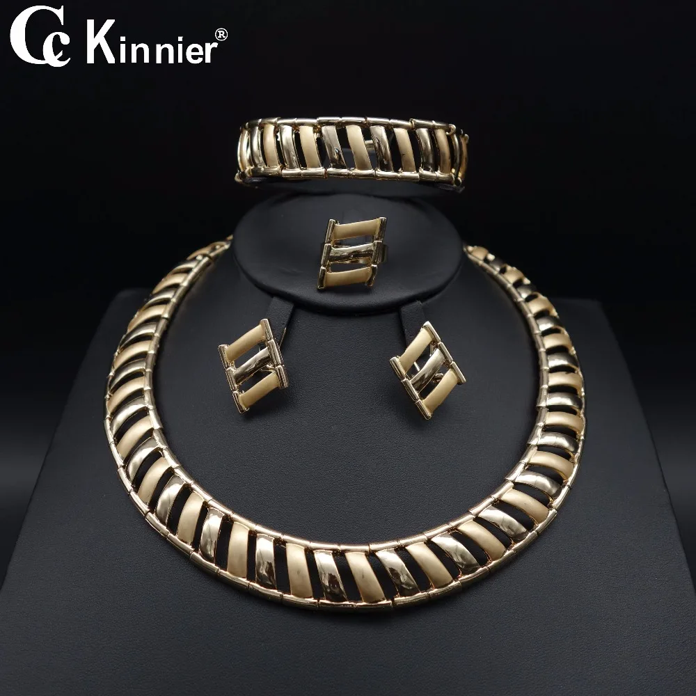 

African tradition Necklace Earring Bridal Bangle Ring gold-color wedding jewelry sets Party Gift Fashion women Glittering Bridal